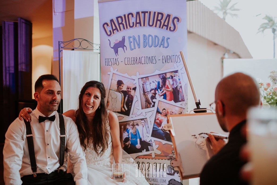 Caricatures at Adrian and Mireia’s wedding.